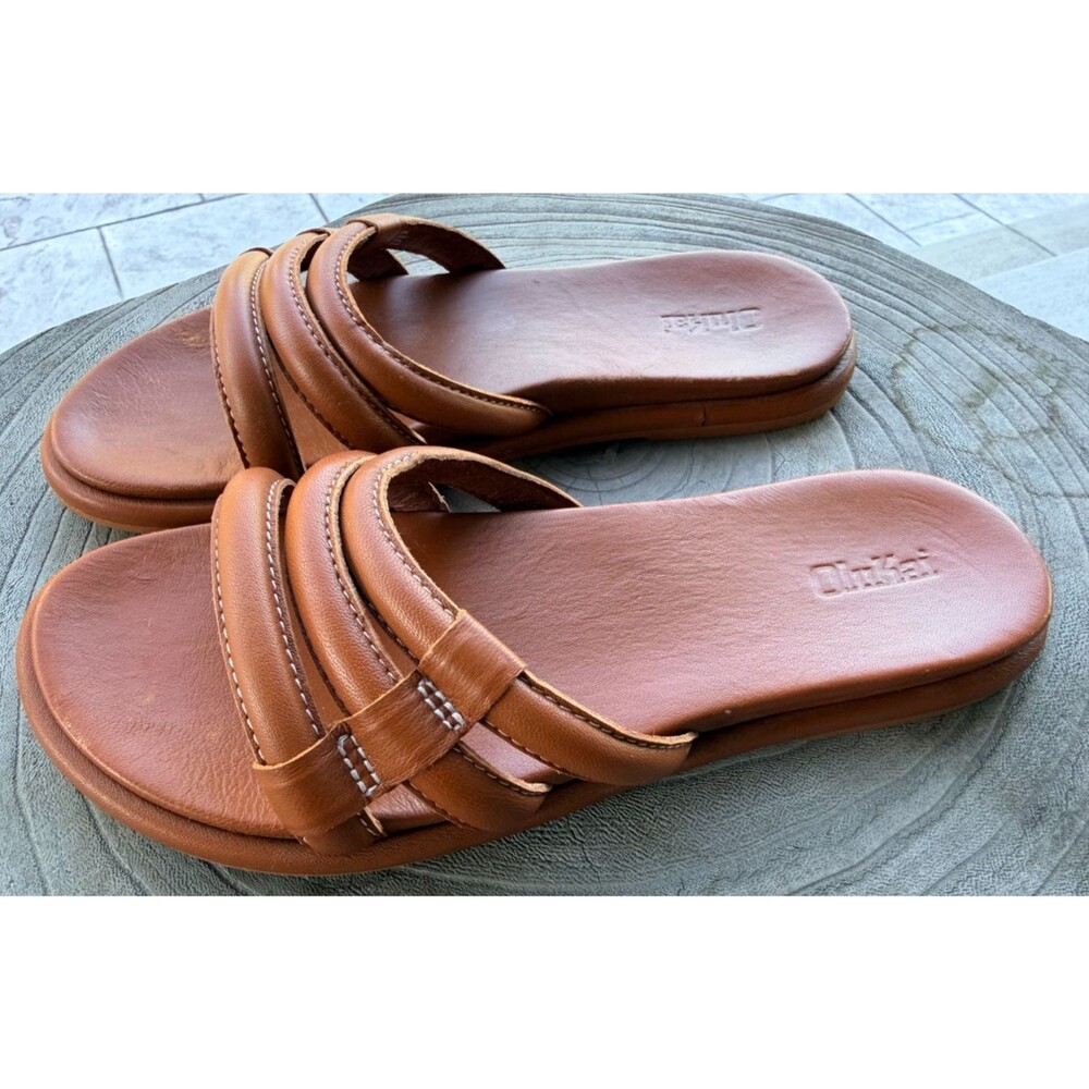 OluKai Tiare Slide Sandals Shoes Womens 8 Brown Synthetic Comfort Slip On Beach
